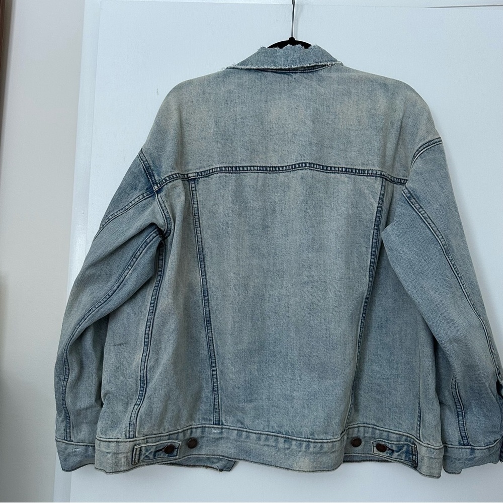 Free People Denim Trucker Jacket Button Front Womens XS Washed Blue - Picture 13 of 14